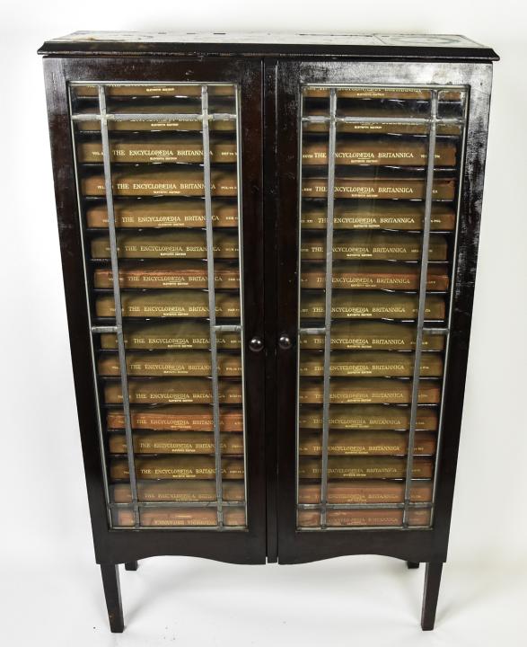 Antique Arts Crafts Lead Frame Britannica Bookcase (1 of 9)