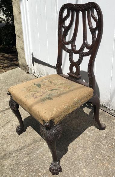 Antique Balloon Back Chippendale Tapestry Chair (1 of 4)