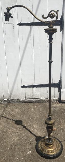 Victorian Standing Brass Long Arm Lamp (1 of 3)