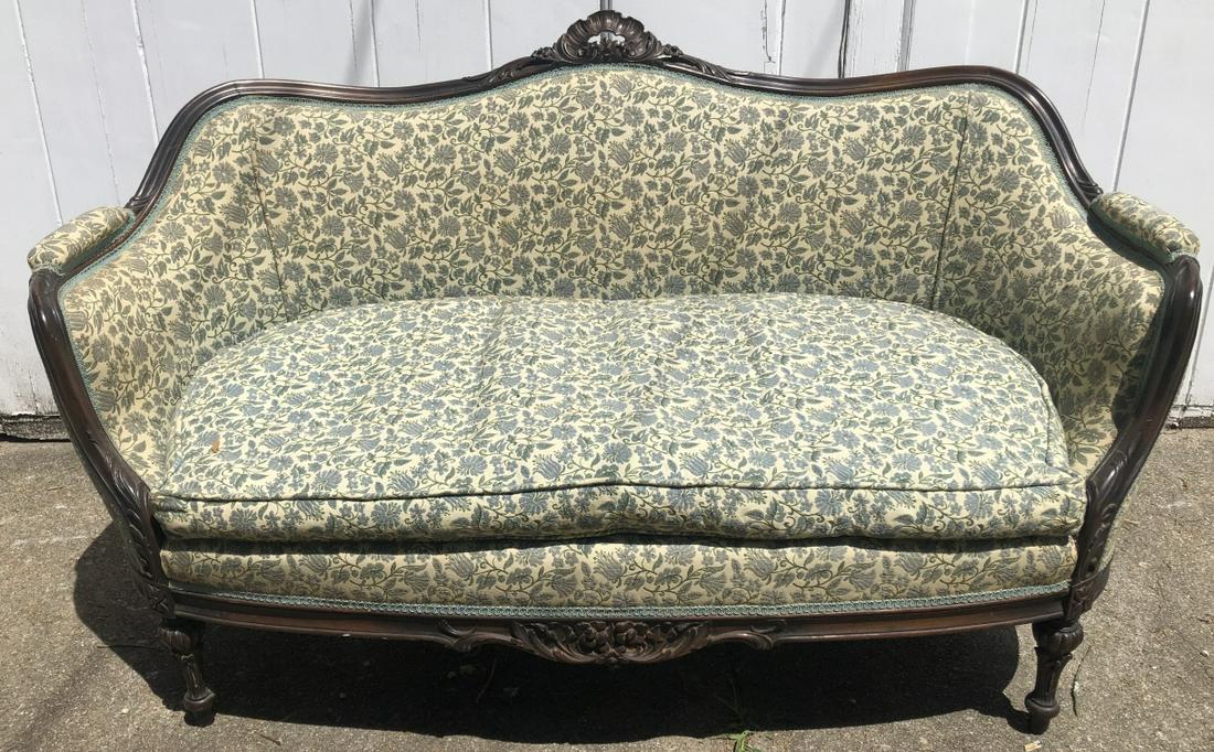 Victorian Carved Frame Upholstered Sofa Love Seat (1 of 6)
