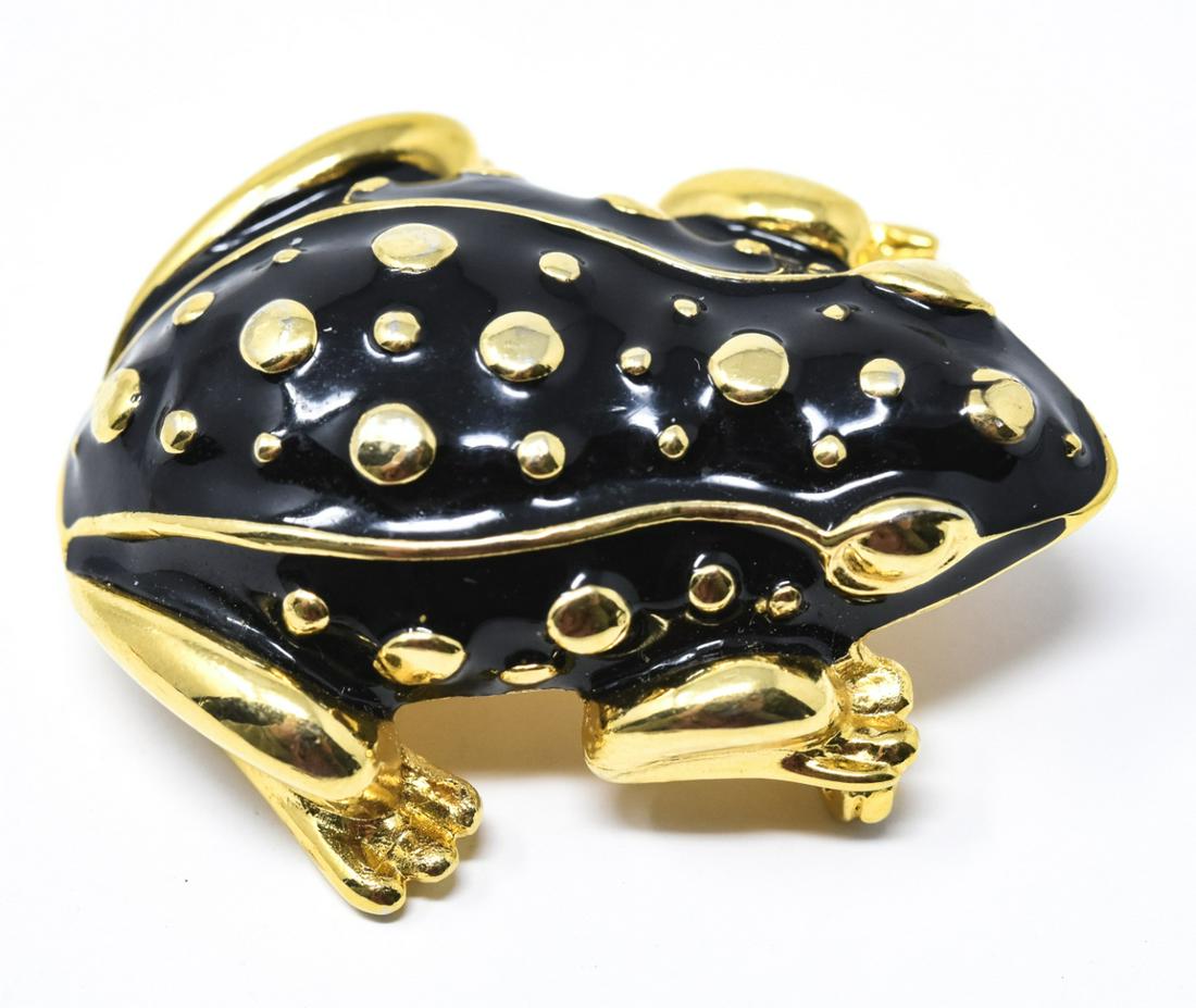 C 1990s Kenneth Lane Gilt & Enamel Frog Brooch (1 of 6)
