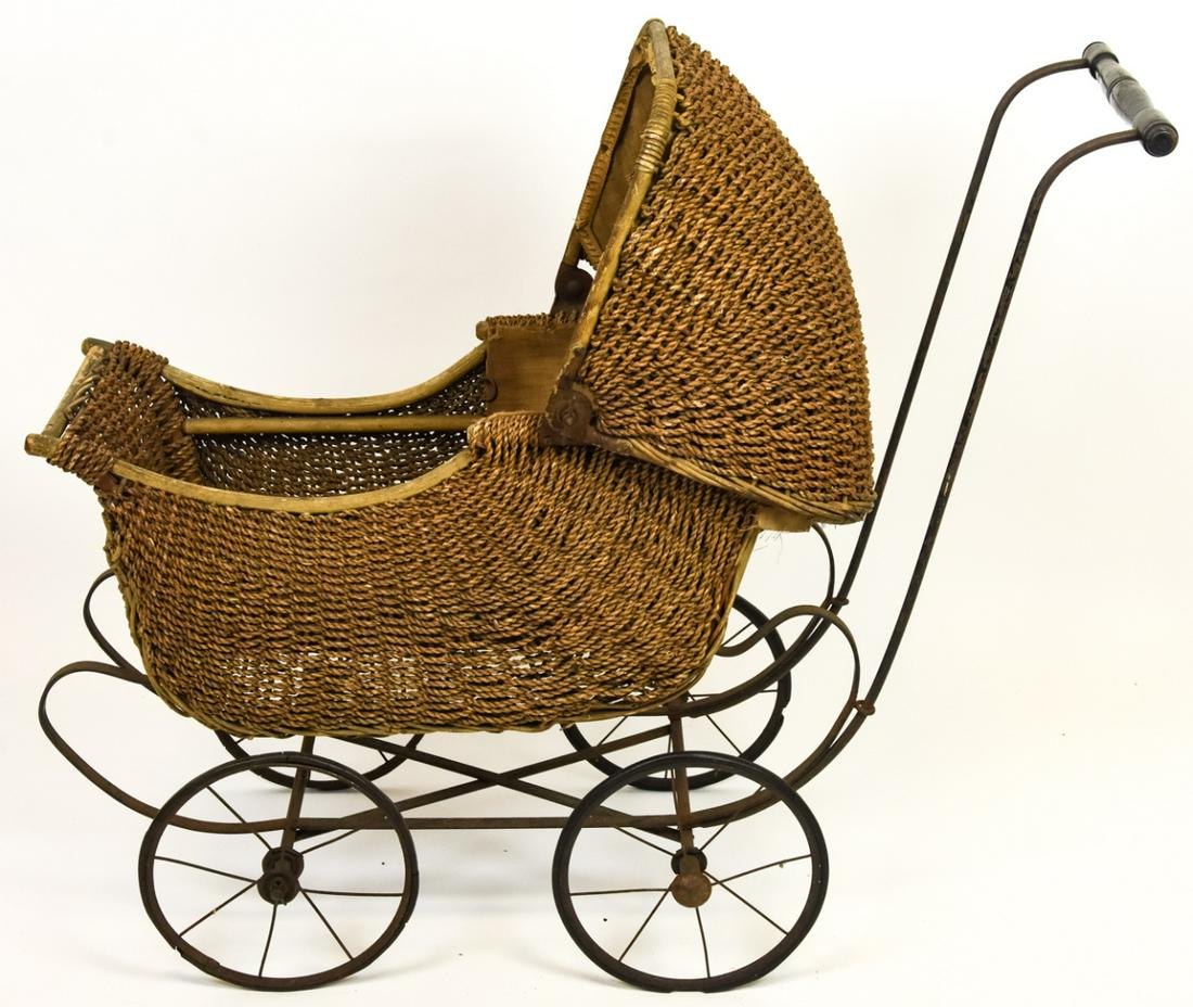 Vintage Wicker Baby Doll Carriage Pram
