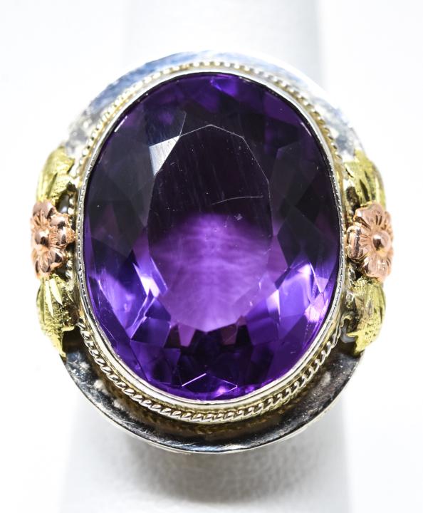 Giant 14k and Amethyst Cocktail Ring (1 of 6)