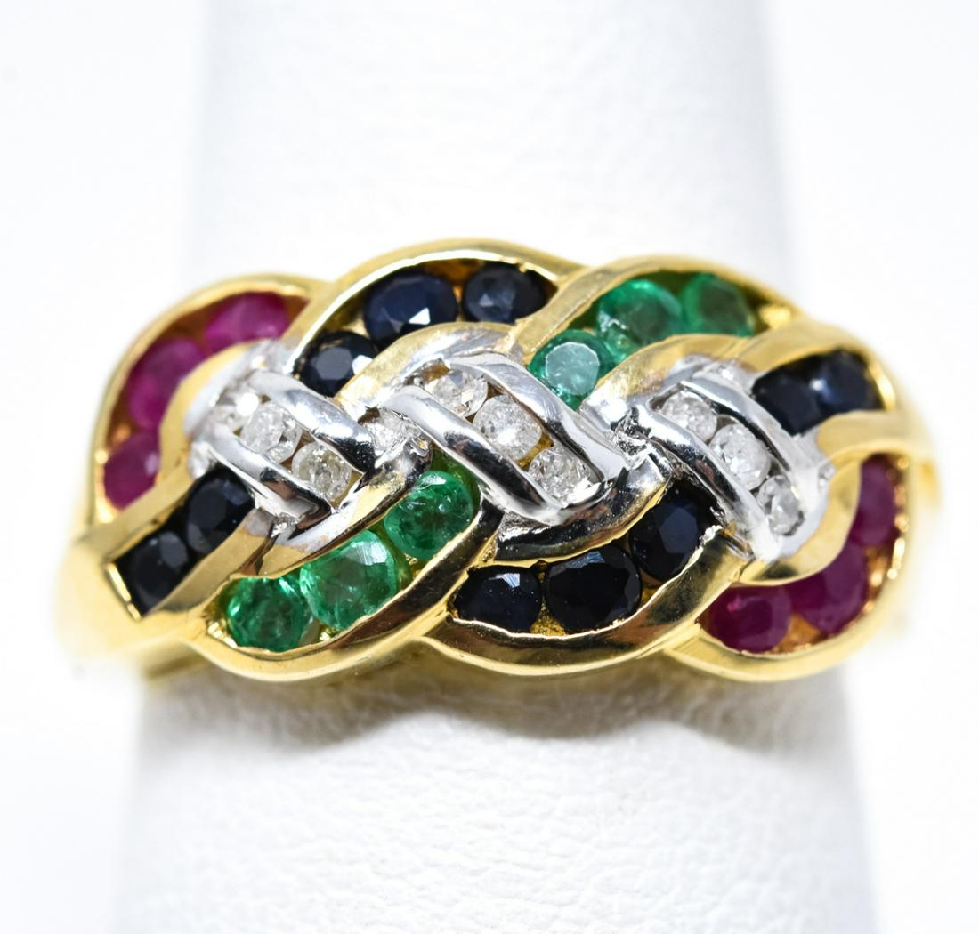 Estate Diamond Ruby Sapphire and Emerald 14k Ring (1 of 6)