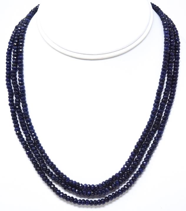 Triple Strand Blue Sapphire Necklace w 175 Carats (1 of 5)