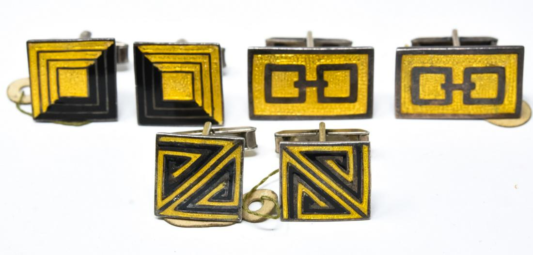 3 Sets of Margo de Taxco Sterling Cufflinks (1 of 7)