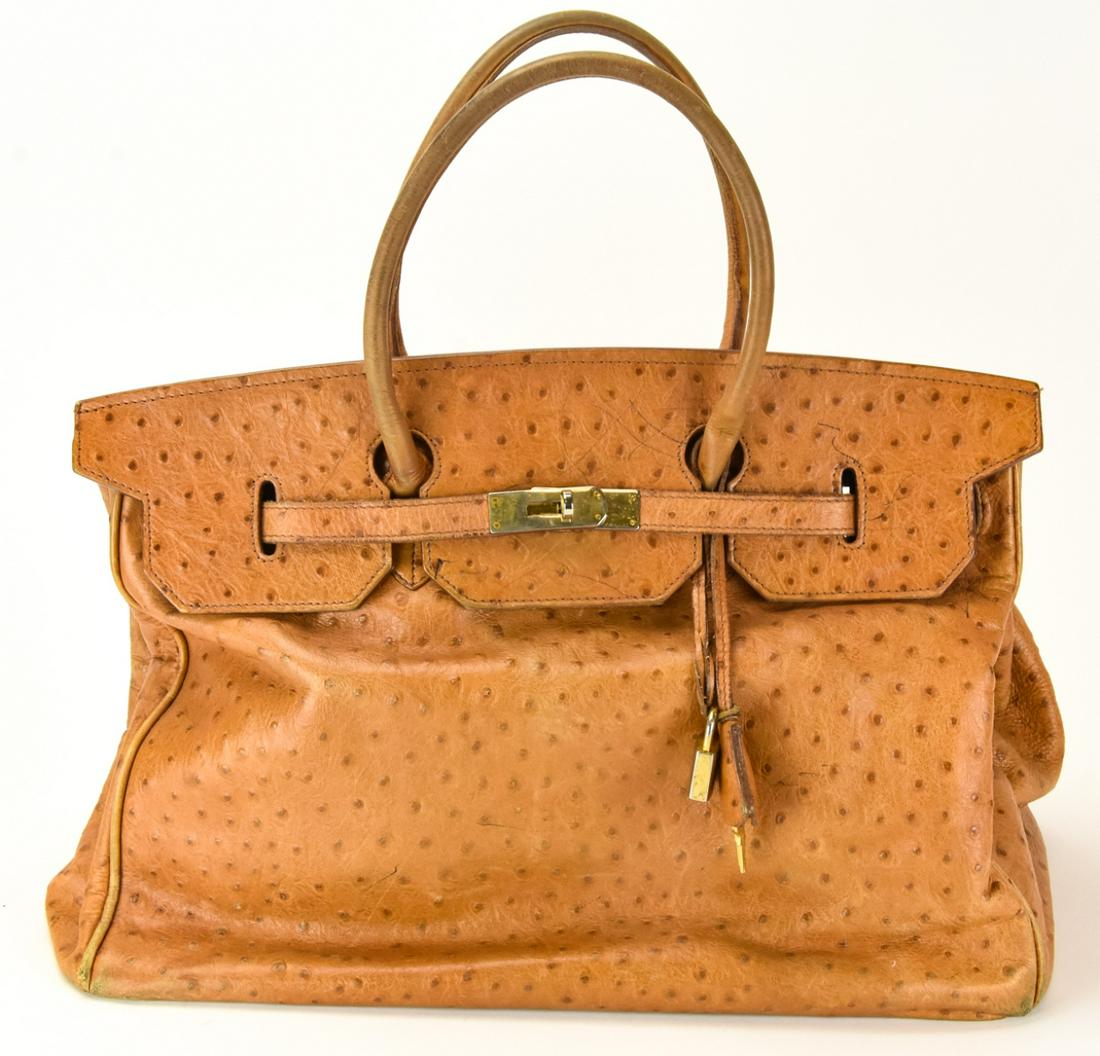 Vintage 40cm Birkin Style Ostrich Leather Bag (1 of 9)
