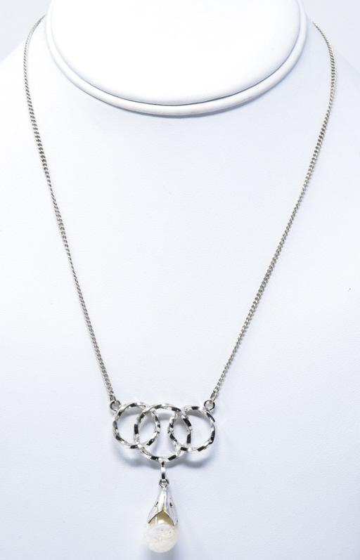 Sterling Silver Necklace w Flask of Floating Opals (1 of 6)