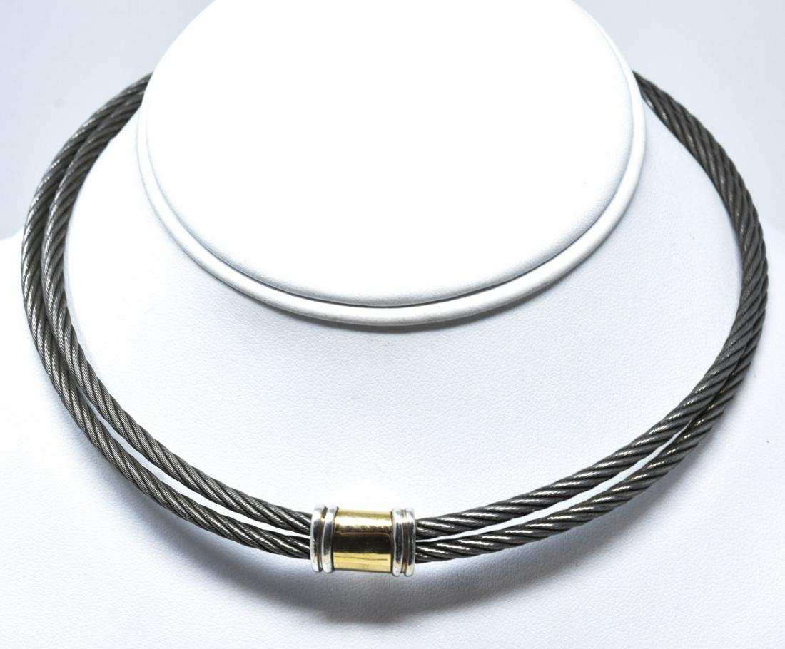 Sterling Silver & Gold Panel Choker Necklace (1 of 6)