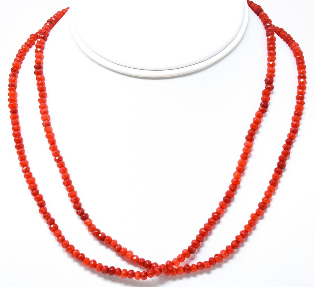 Pair of Faceted Ruby Bead Necklaces w 100 Carats (1 of 6)