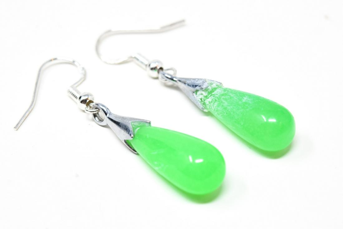 Pair of Sterling Silver & Nephrite Jade Earrings (1 of 5)