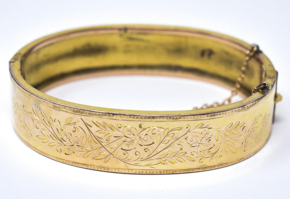Vintage Gold Filled Floral & Bird Bangle Bracelet (1 of 5)