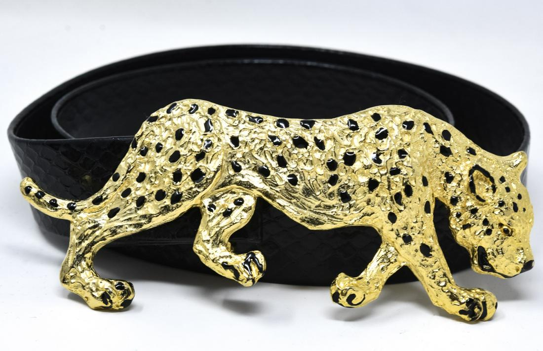 Vintage 1986 Mimi Din Belt w Cheetah Motif Buckle (1 of 8)