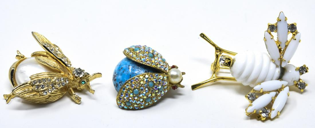 Three Vintage Costume Jewelry Insect Brooch / Pins (1 of 8)
