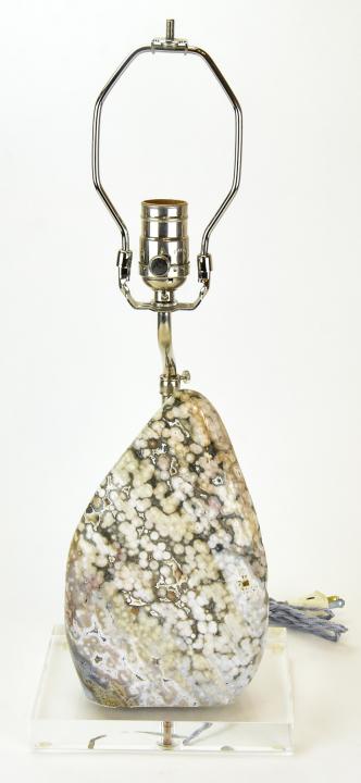 Ocean Jasper Stone & Lucite Modern Table Lamp (1 of 7)