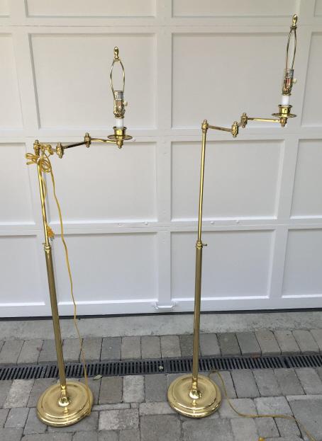 Pair of Gilt Brass Adjustable Floor Lamps (1 of 4)