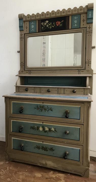 Antique 19th C Cottage Victorian Painted Bureau (1 of 5)