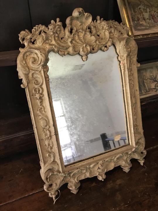 Antique 19th C Cast Iron Painted Frame Mirror (1 of 2)