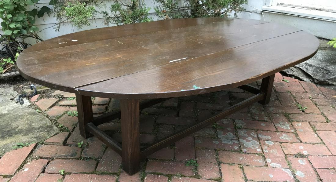 Antique Wooden Oval Form Drop Leaf Coffee Table (1 of 5)