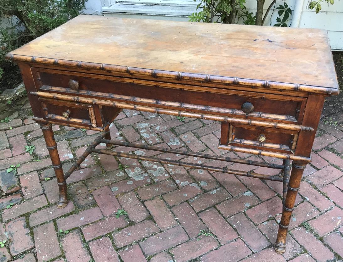 Antique 19th C French Style Faux Bamboo Desk (1 of 3)