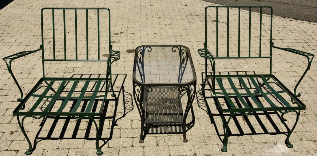 Pair Antique Cast Iron Garden Chairs and Table (1 of 6)