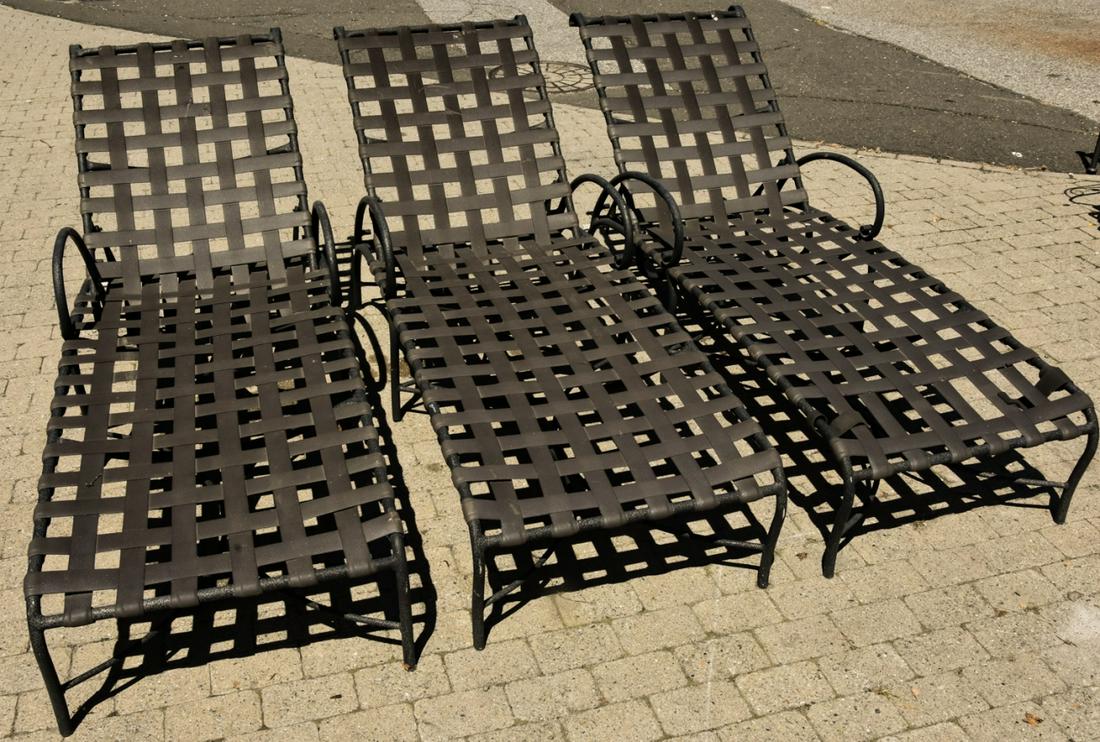 3 Brown Jordan Web Strap Lounge Chairs w Cushions (1 of 7)