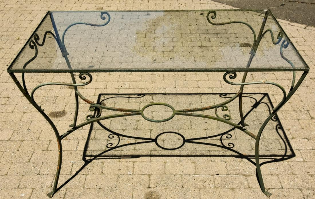 Antique Cast Iron Glass Top Garden Dining Table (1 of 7)