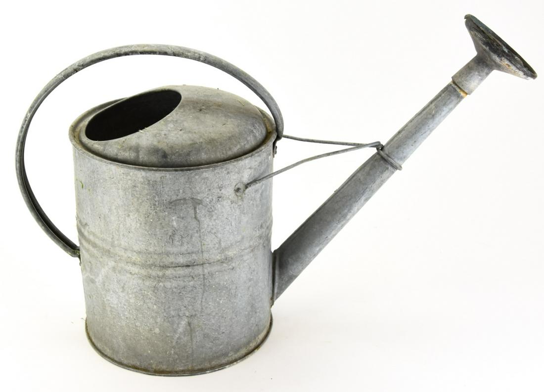 Antique / Vintage Garden Watering Can w Copper: Antique / Vintage Garden Watering Can w Copper on Spout Cover. Measures 14.5 x 21 x 9 inches.