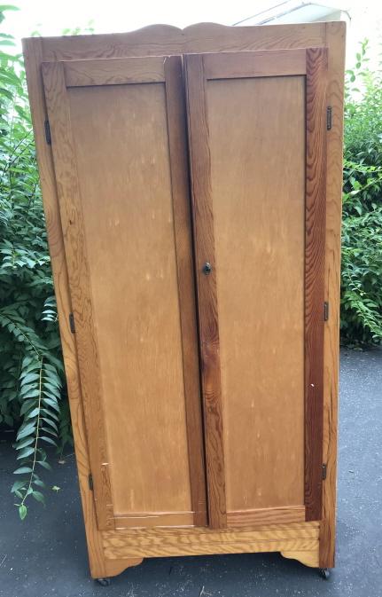 Antique American Pine Wood Armoire Cupboard (1 of 5)