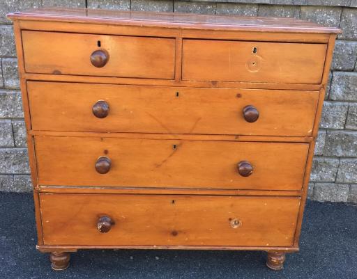 Antique Oak Five Drawer Dresser / Bureau (1 of 7)