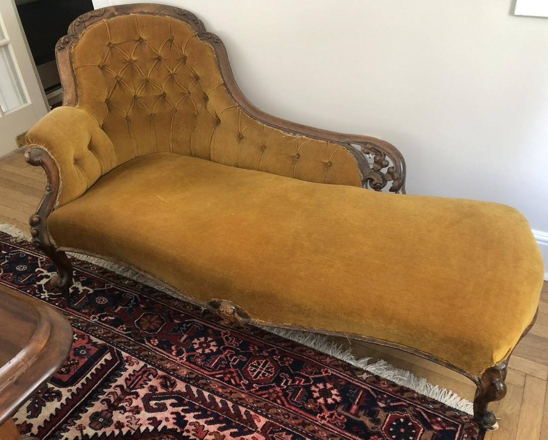 Antique Victorian Fainting Couch Chaise Lounge