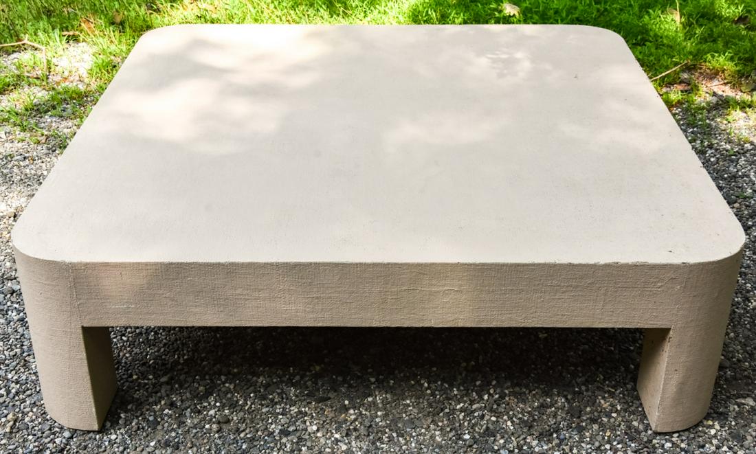 Pace Gallery Contemporary Custom Made Coffee Table: Pace Gallery Contemporary Custom Made Coffee Table. Painted woven grass cloth covered wood. Measures 17.5 x 60 x 60 inches.