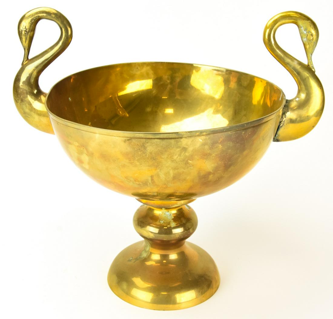 Empire Style Swan Handle Compote Centerpiece: Empire Style Swan Handle Compote Centerpiece. Measures 15 inches x 15 inches x 12 inches.