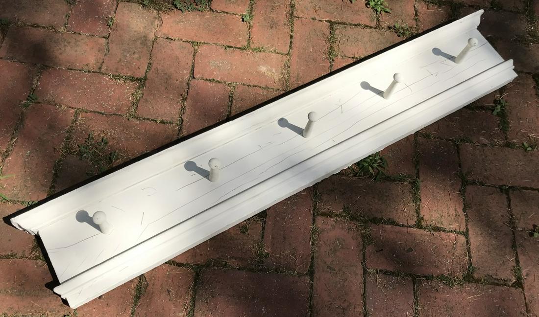 Antique 19th C Painted Wood Coat Rack: Antique 19th C Painted Wood Coat Rack. Measures 7 x 42 inches. Property of a South Salem, New York Circa 1860s Farmhouse.