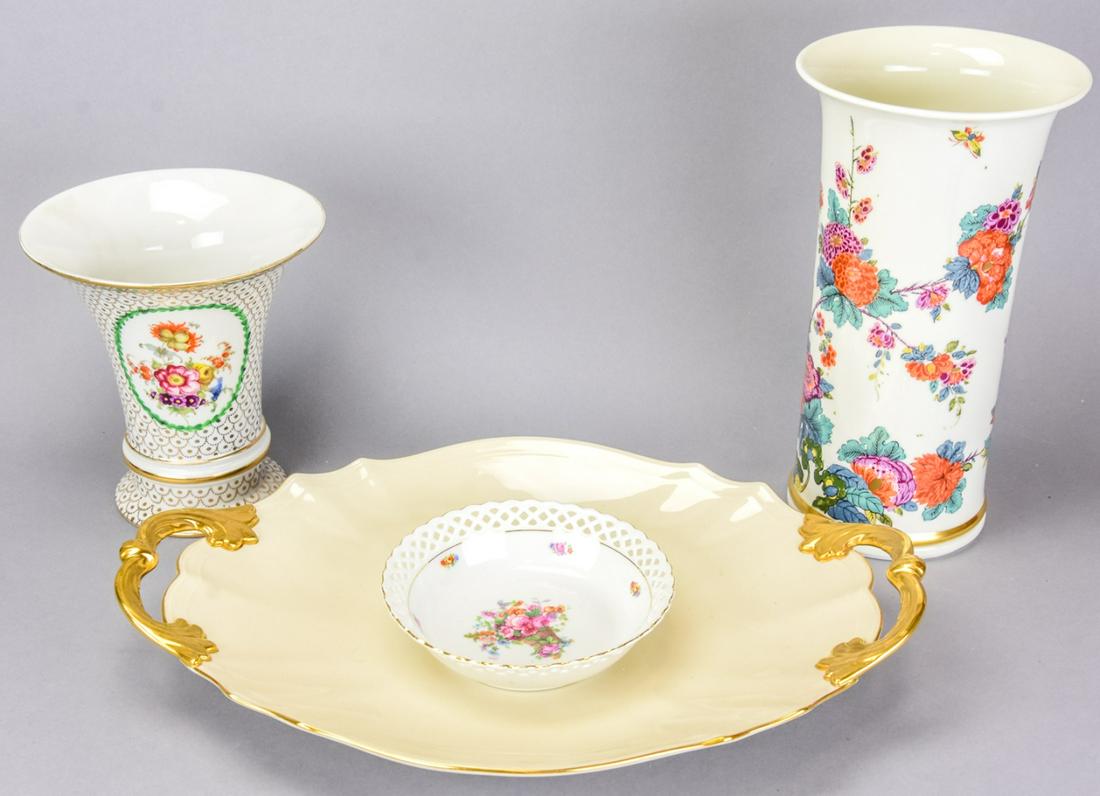 Lenox Porcelain Decorative Items Saxony Vase Repro: Lenox Porcelain Decorative Items Includes Saxony Vase Reproduction. Vase is 11 inches x 7 inches in diameter.