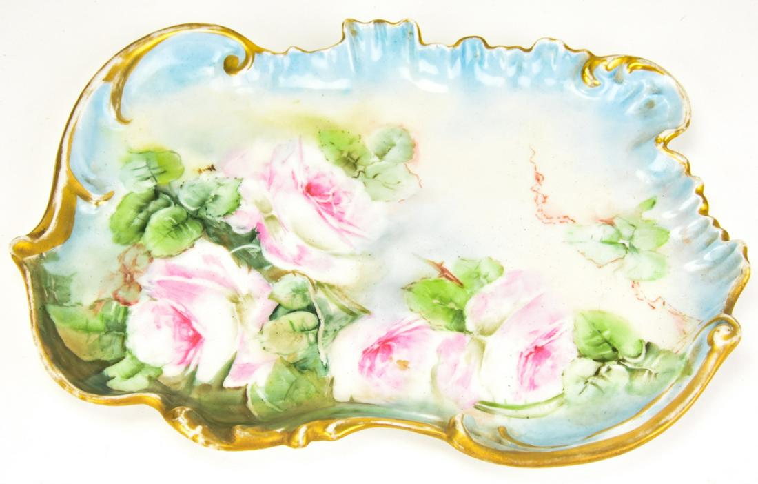 Antique Elite Works Limoges France Rose Tray: Antique Elite Works Limoges France Rose Tray. Hand painted with rose flowers. Measures 8 x 11.5 inches.