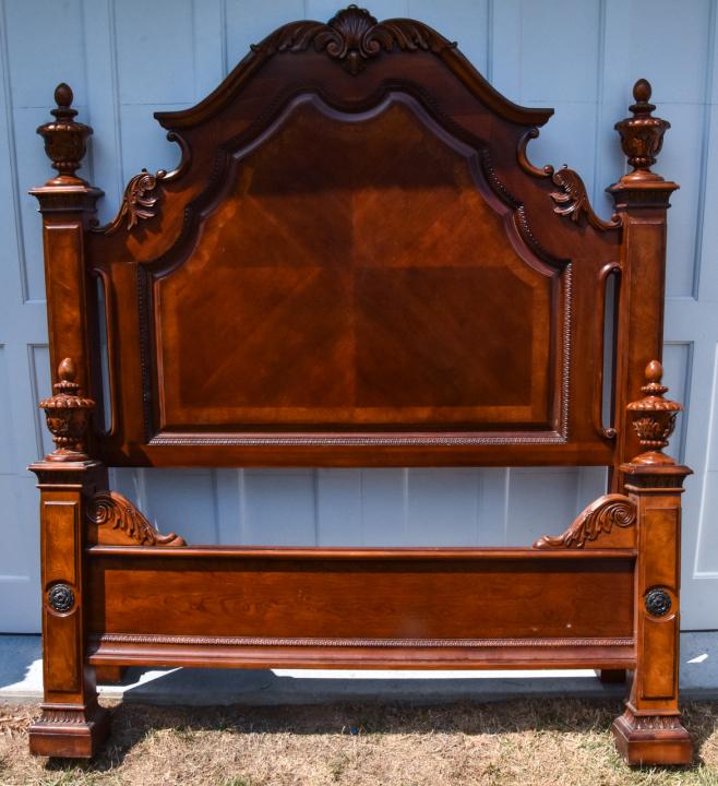 Rococo Revival Heavily Carved Bed Frame: Rococo Revival Heavily Carved Bed Frame / Head and Foot Board. 72 inches x 66 inches