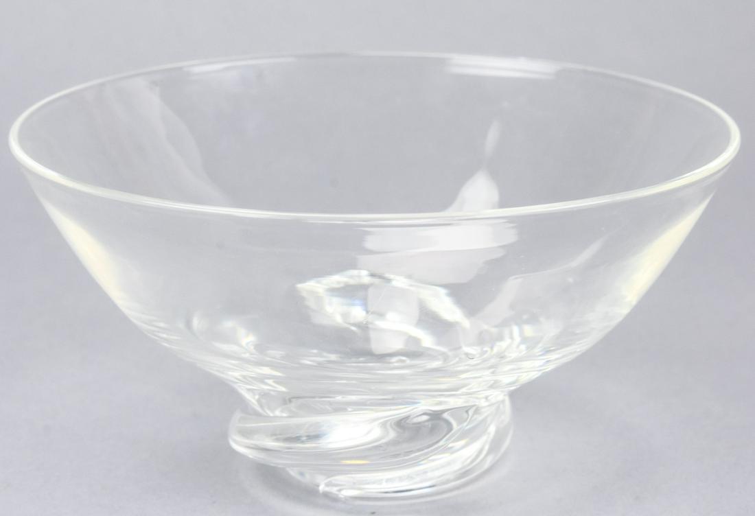 Steuben Crystal Donald Pollard Spiral Bowl Signed: Steuben Crystal Donald Pollard Spiral Bowl Signed. The bowl is chipped at base. 4 inches x 7 inches