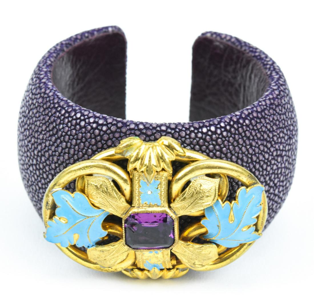 A Cuckoo Moment Shagreen Shark Skin Cuff Bracelet (1 of 7)