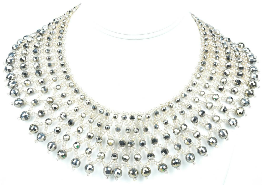 Woven Iridescent Bead & Leather Millianna Necklace (1 of 6)