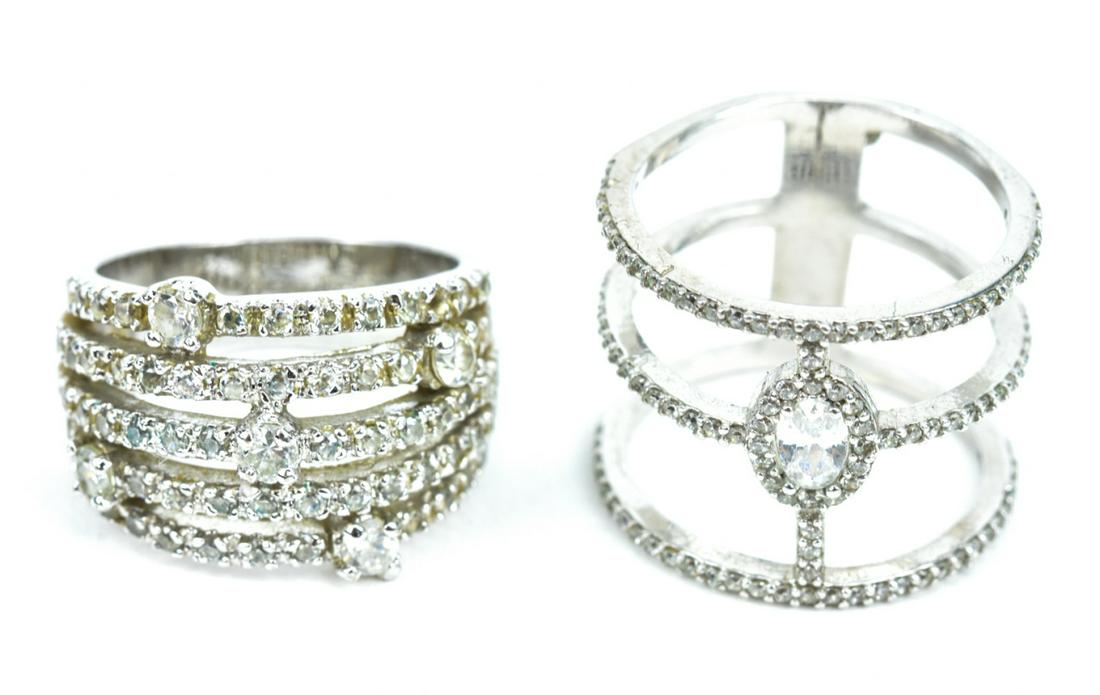 Two Sterling Silver & CZ Multi Band Design Rings (1 of 8)
