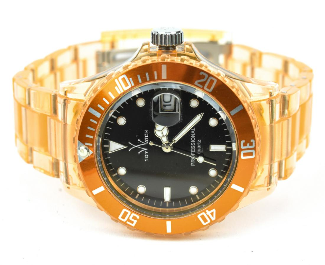 Toy Watch Clear Plasteramic Orange Bezel Watch: Toy Watch Clear Plasteramic Orange Bezel Watch. 40 mm face
