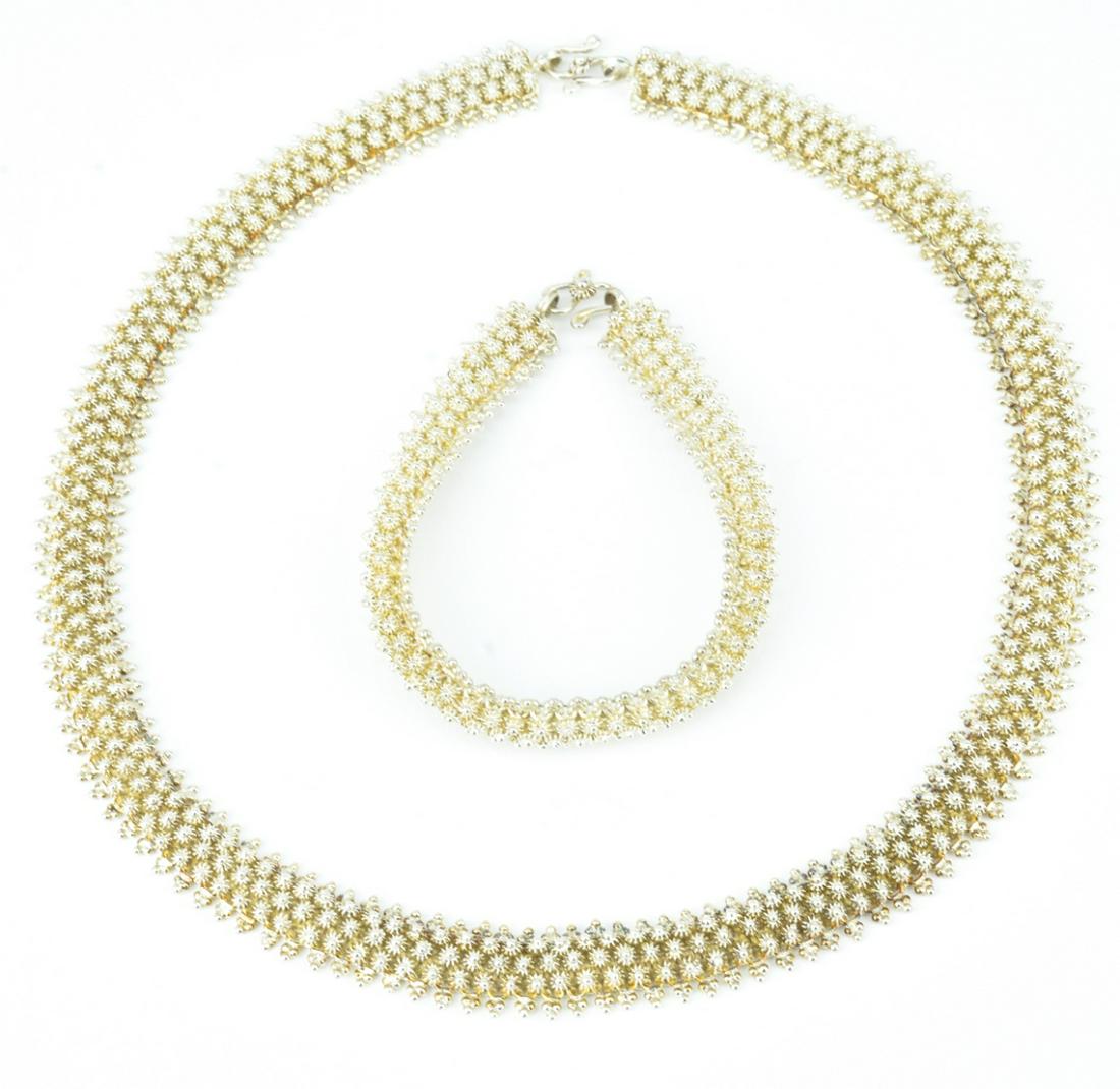 Vintage Thai Handmade Silver Necklace & Bracelet (1 of 9)