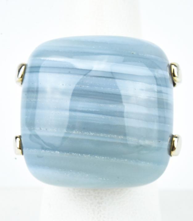 Sterling Silver & Banded Agate Modernist Ring (1 of 6)