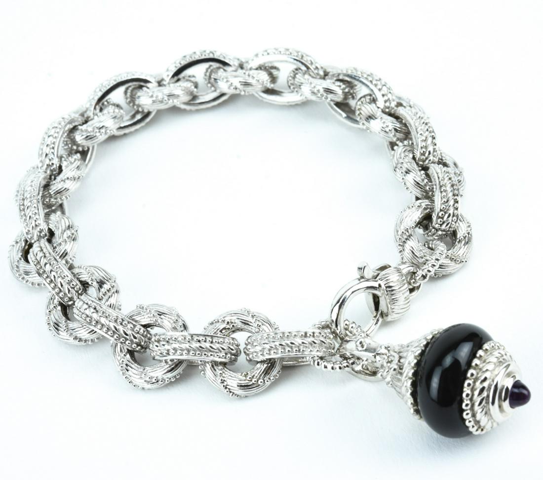 Judith Ripka Sterling Silver & Onyx Bracelet w Box (1 of 10)