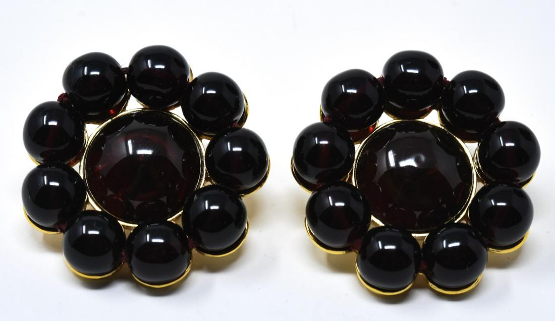 Pair C 1992 Chanel Dark Garnet Glass Bead Earrings (1 of 7)