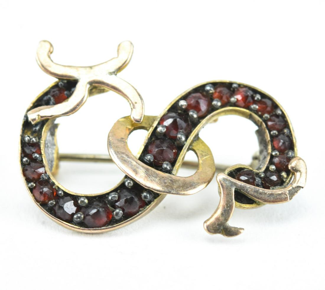 Antique Gold & Rose Cut Garnet Initial S Brooch (1 of 5)