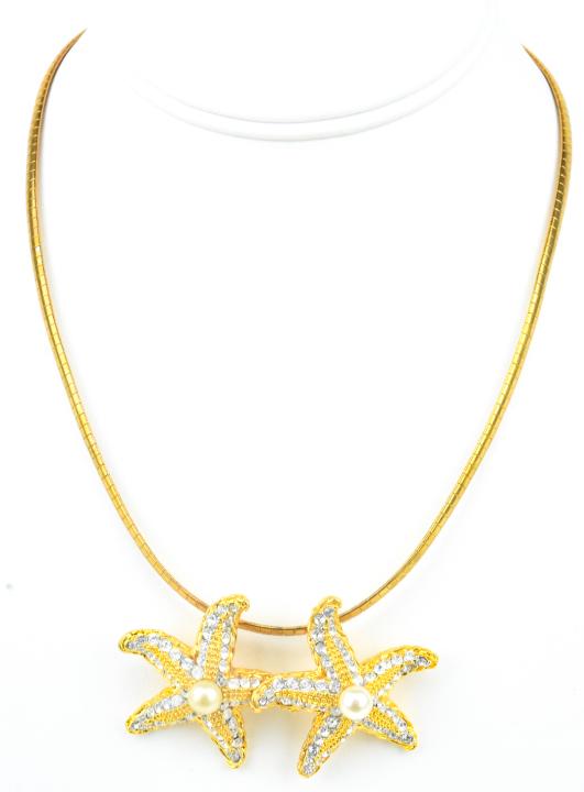 Kenneth Jay Lane Pave Rhinestone Starfish Necklace (1 of 7)
