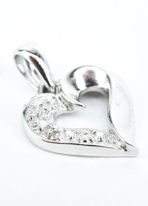 Sterling Silver Diamond Accent Heart Pendant (1 of 4)