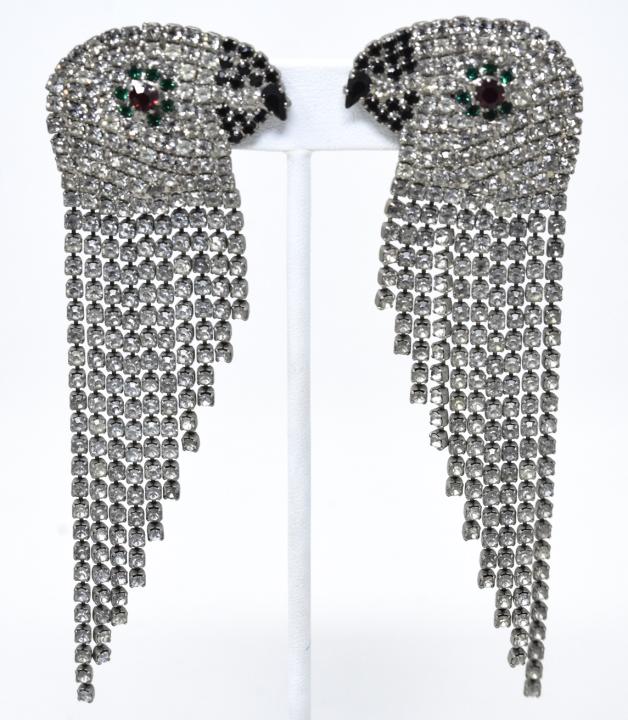 Rhinestone parrot shop earrings